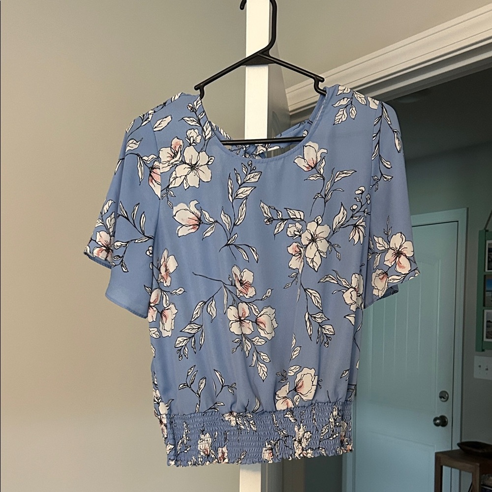 Blue Floral Blouse